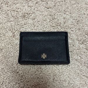Tory Burch Black Card Case with Gold Logo
